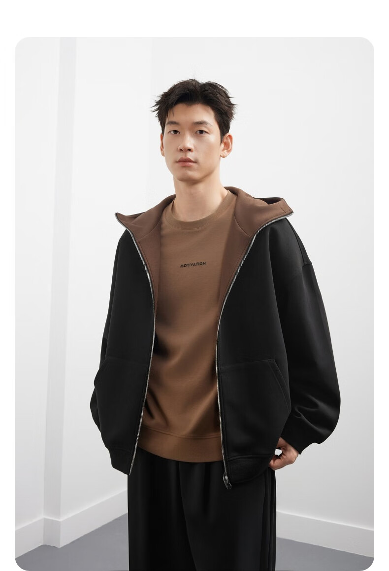GXG Men's 25th Anniversary Autumn New Dual-Color Casual Open-Front Sweatshirt, Gray, Size 175/L 1
