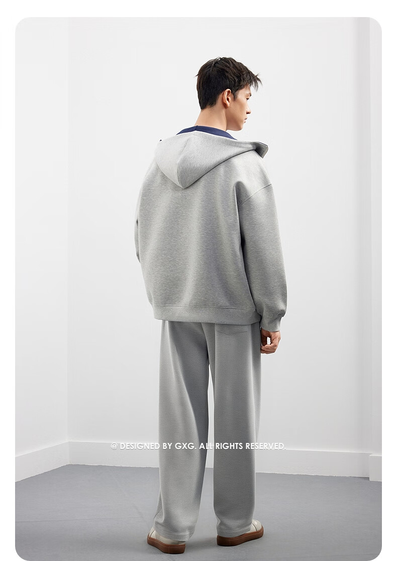 GXG Men's 25th Anniversary Autumn New Dual-Color Casual Open-Front Sweatshirt, Gray, Size 175/L 12