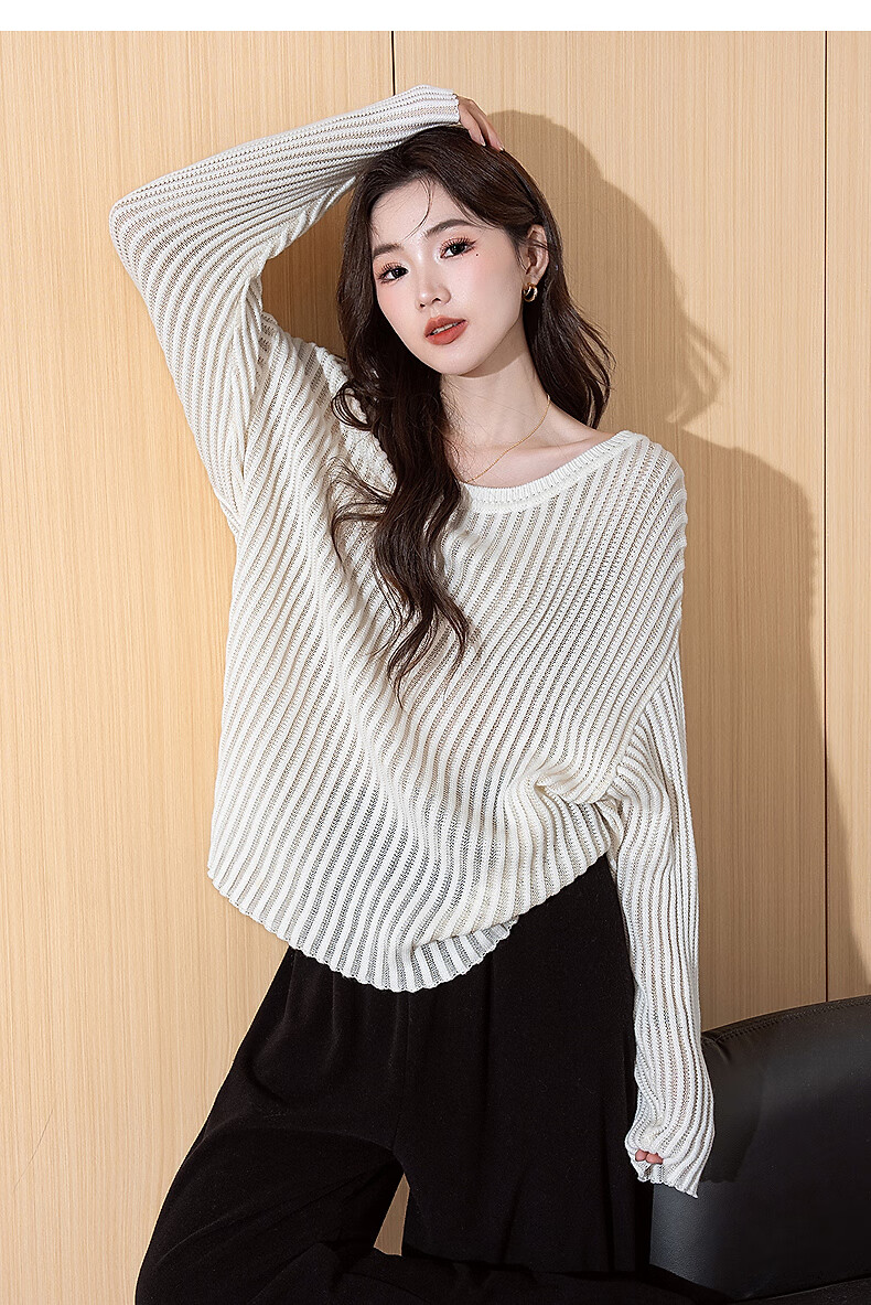Langsha 2025 Autumn Women's Lazy Style Slim Textured Loose Pullover Sweater 5