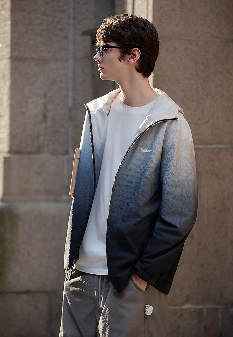 Tangshi 2025 Autumn Men's Hooded Gradient Short Jacket 2
