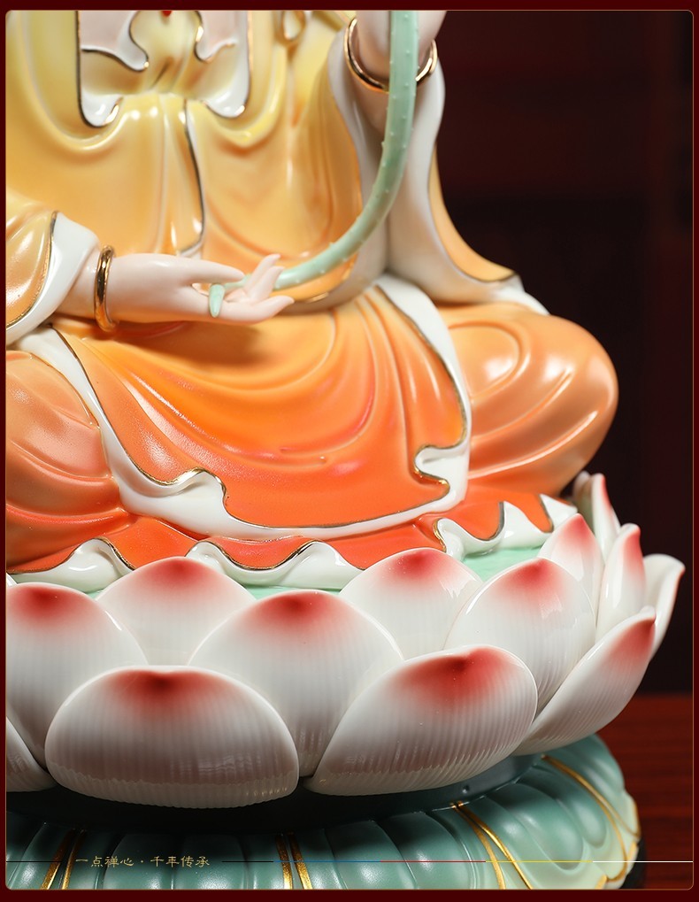 威艾15斯(vs)坐莲彩色西方三圣佛像摆件观音大势至菩萨坐像阿弥陀佛