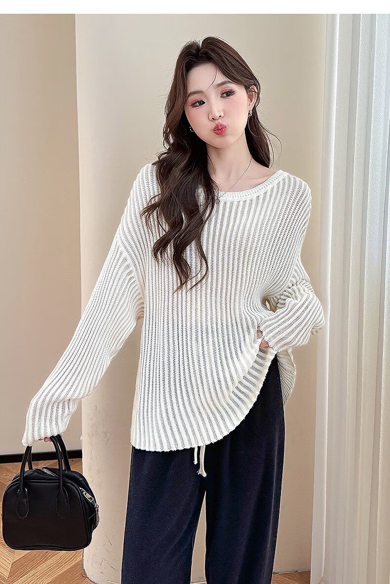 Langsha 2025 Autumn Women's Lazy Style Slim Textured Loose Pullover Sweater 6