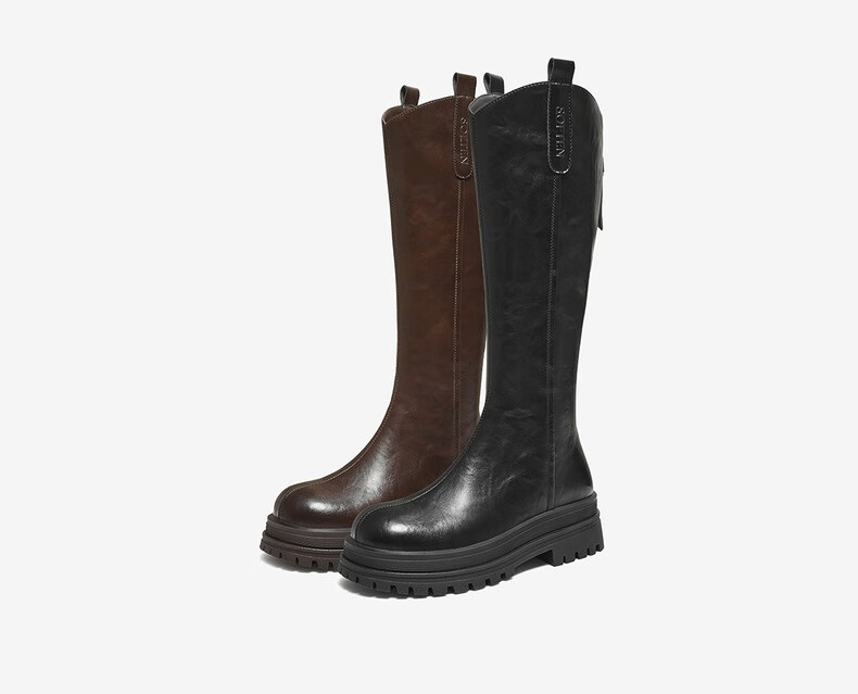 Basto 25 Winter Knight Boots Fashion Trendy Street Women's Long Boots BV016DG5 Brown Suede Lining Size 36 3