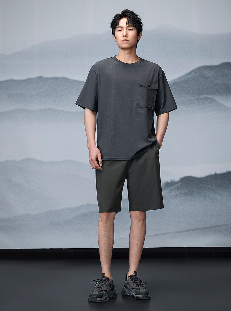 HLA Hailan Home Casual Men's Mid-Length Shorts Mountain Series Embroidered Drawstring Summer Shorts 3