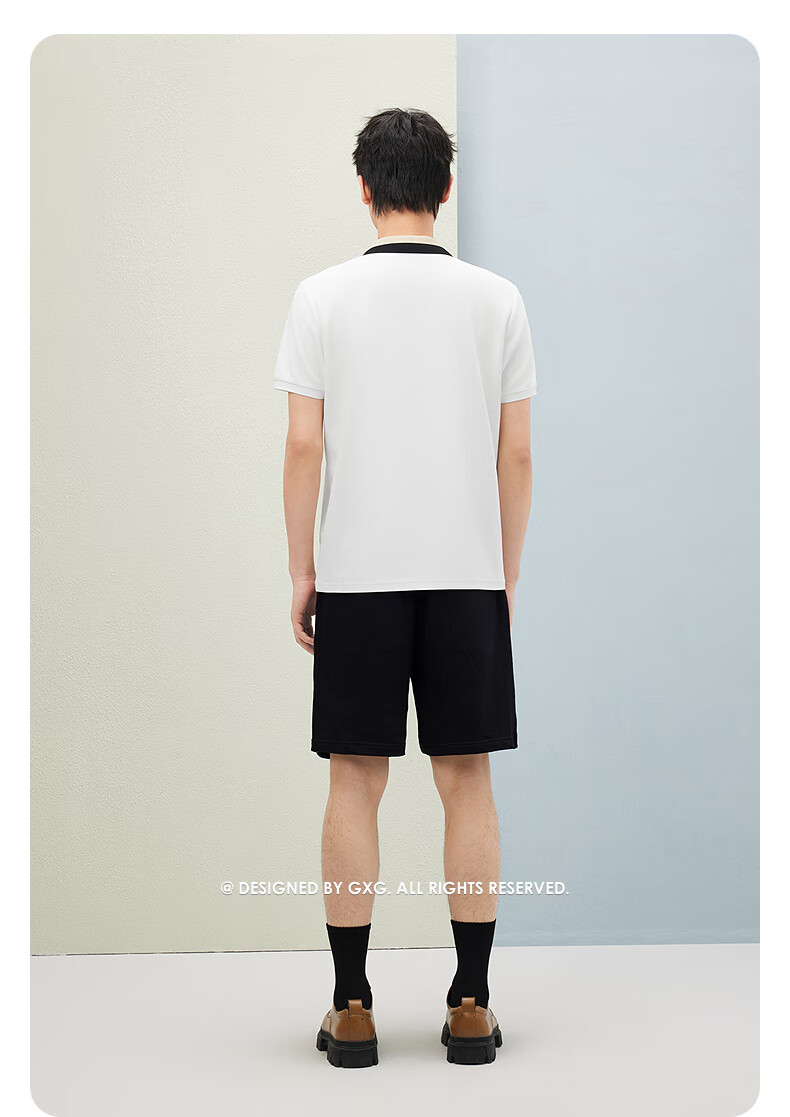 GXG Summer Men's Slim Fit Casual Simple Two-Tone Colorblock Comfortable Short Sleeve Polo Shirt 7