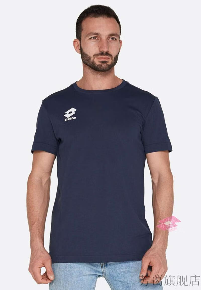 乐途t恤lotto轻薄透气男子运动半速干轻薄训练短袖t恤 60%棉快干排汗