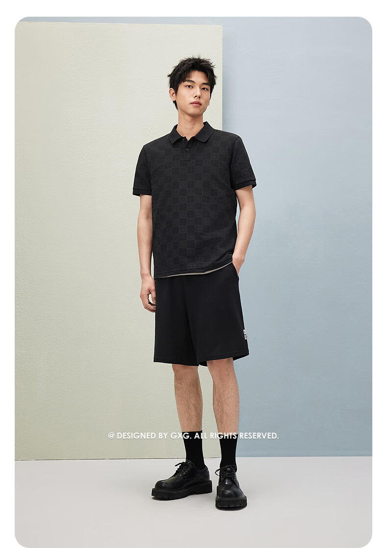 GXG Men's Cool Fit Summer Full Print Checkered Polo Shirt Short Sleeve 12