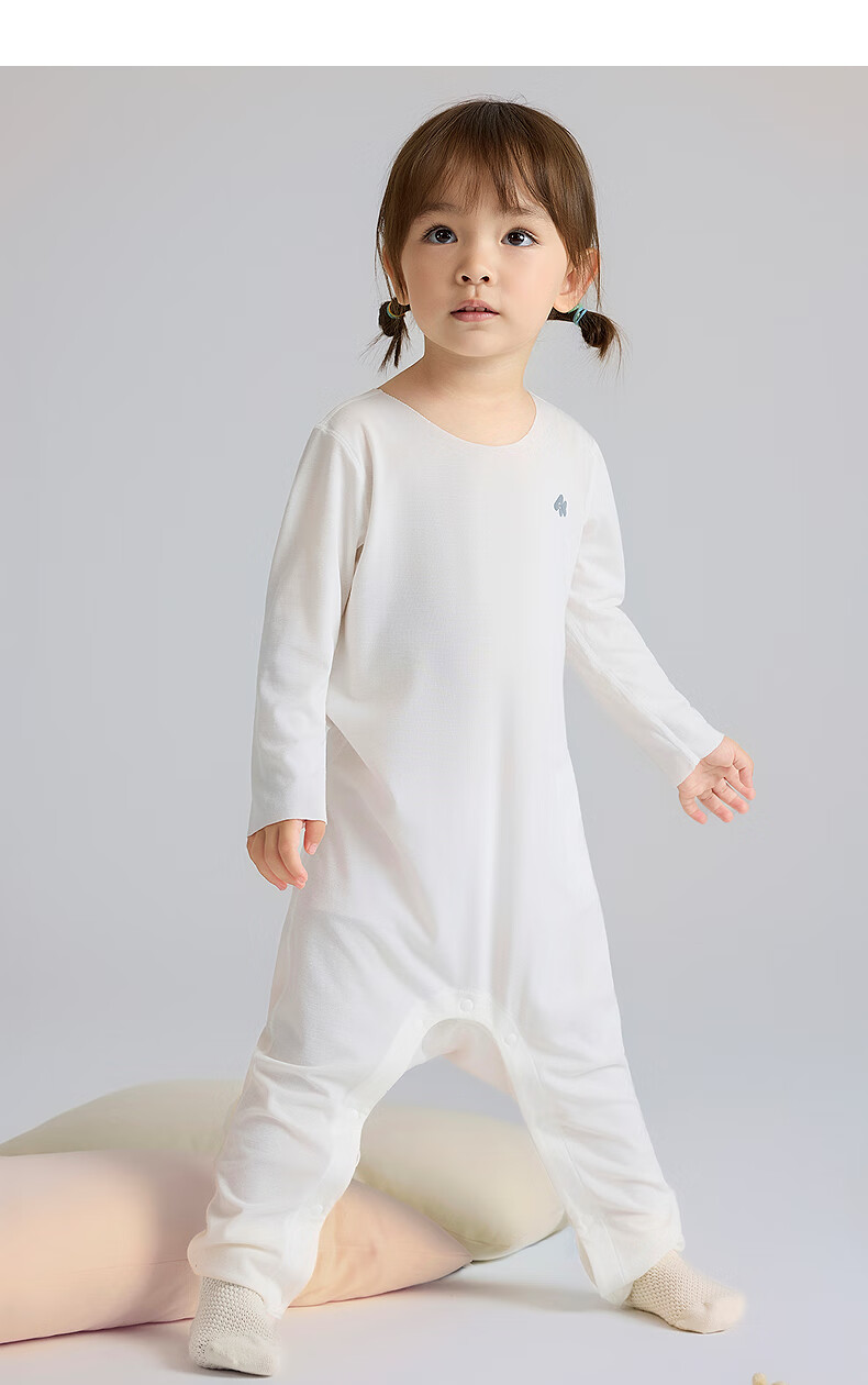 Aimer Baby Milk Leather Infant Long Sleeve Homewear Pajamas Romper Baby Crawling Suit Diagonal Jacquard - Vanilla White 66 10