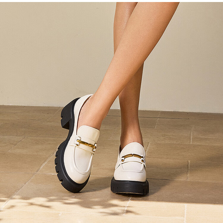 Laird Spring Summer New Thick Sole Genuine Leather Vintage College Style Loafers Women 6T72501 Truffle Black BKL37 3