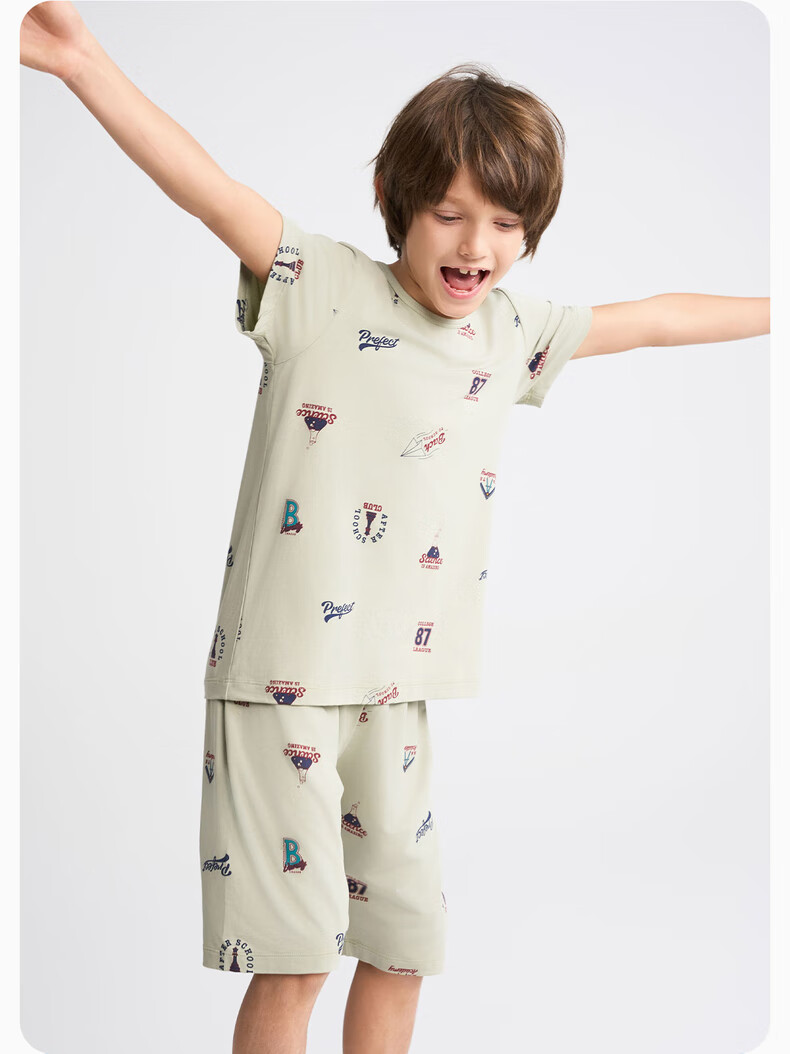 Aimer Kids Milk Skin Jacket, Unisex Loungewear, Modal Antibacterial Class A Pajamas, Top - Black And White Milk Skin Monster, Size 110 11
