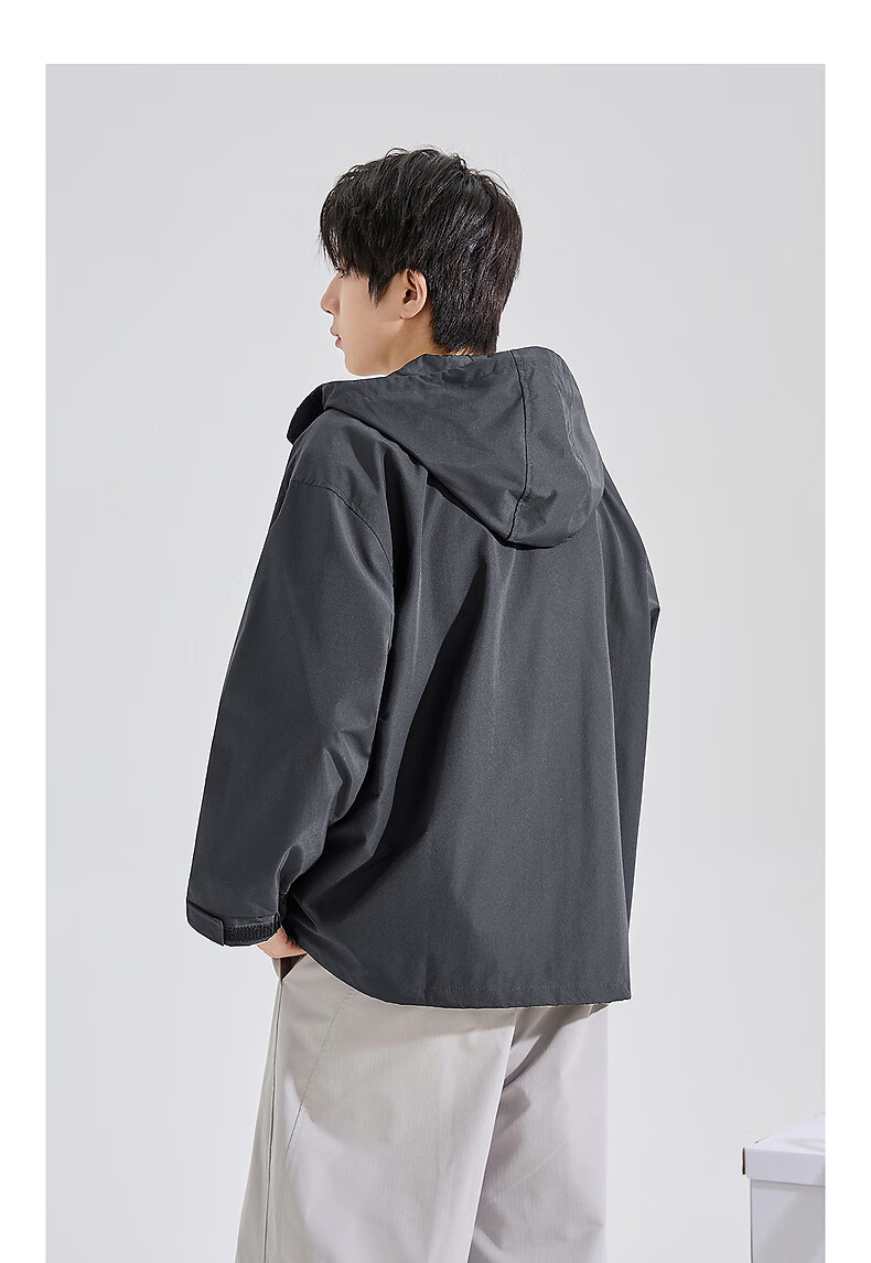 TonLion 2026 Autumn Men's Hooded Jacket, Double Pockets, Front Chest Logo, Short Style, Sporty Trendy Youth Outerwear 7