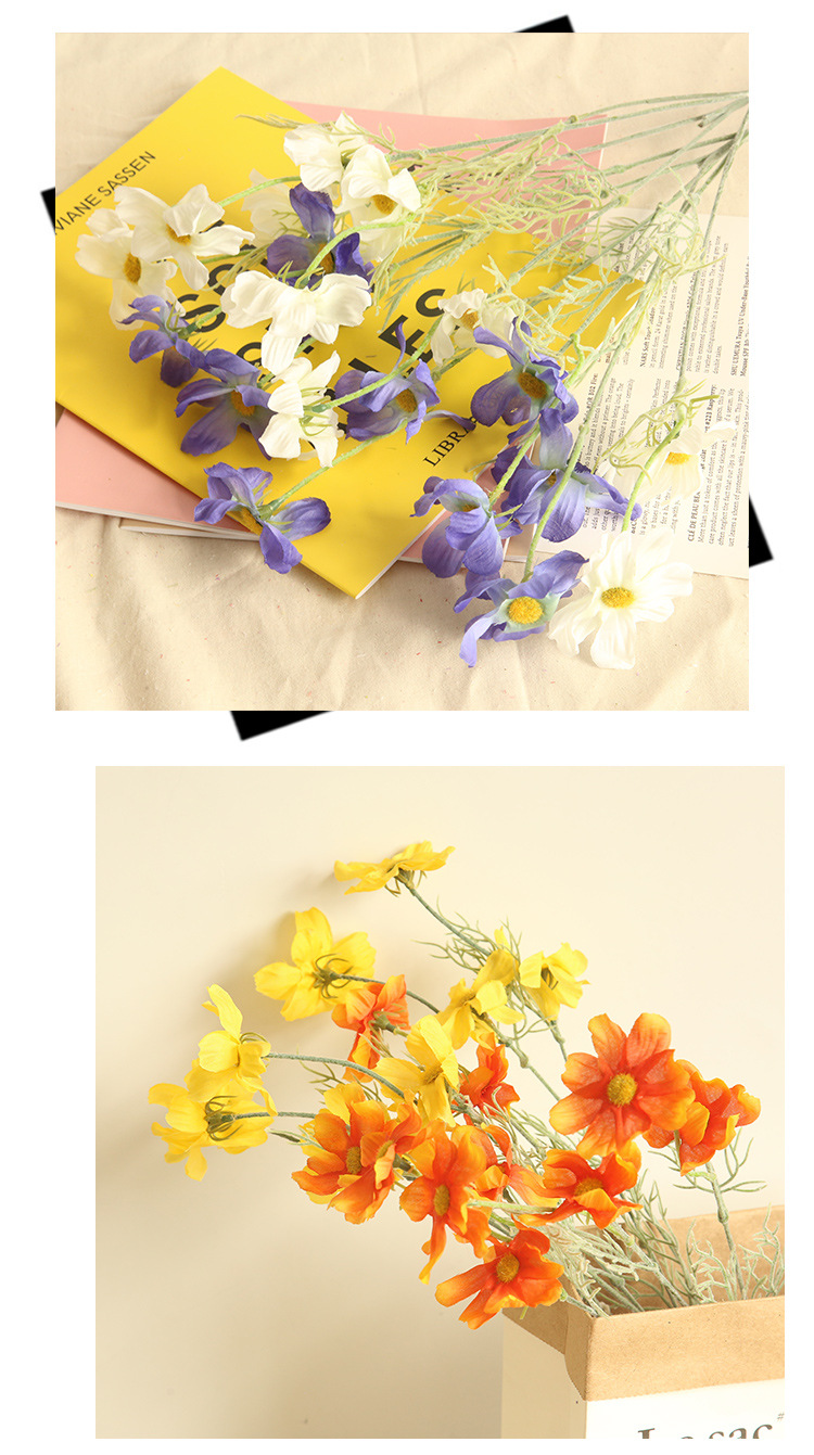 批发波斯菊10头格桑花菊花仿真花家居装饰婚庆假花 玫红色