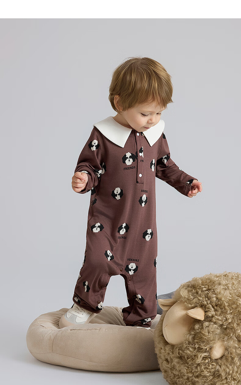 Aimer Baby Milk Leather Infant Long Sleeve Homewear Pajamas Romper Baby Crawling Suit Diagonal Jacquard - Vanilla White 66 20