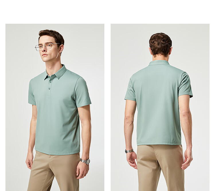 Youngor [Cooling & Sun Protection + Mulberry Silk] Summer Men's Short Sleeve T-Shirt Dark Green VSJD513119PCA S 25