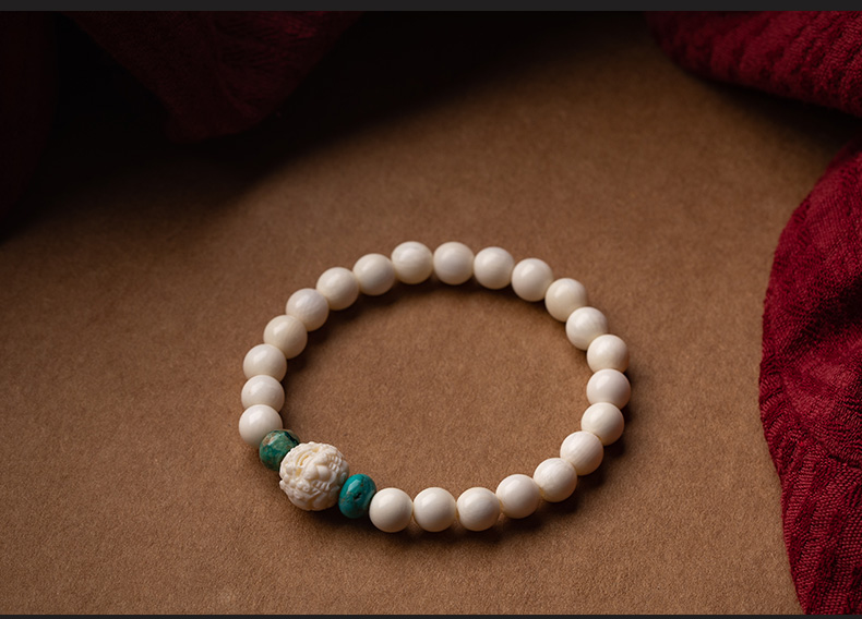 石车石渠手串大善堂天然冰料猛犸象牙手串女绿松石手链貔貅猛犸牙饰品