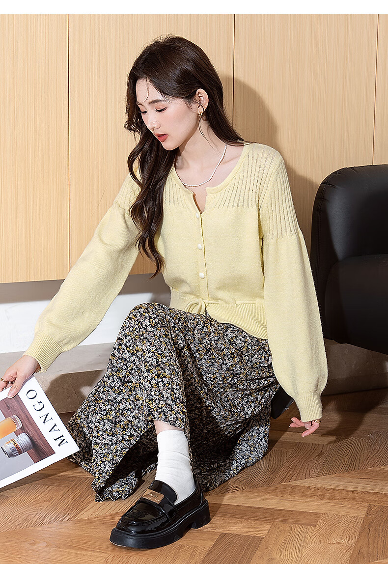 TonLion 2025 Autumn Winter Soft Style Waist Drawstring Women's Crew Neck Cardigan 7