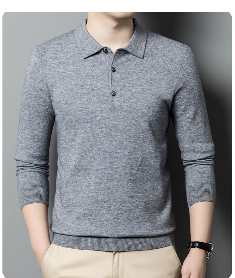 Hengyuanxiang Men's Polo Shirt with Wool, Spring and Autumn Thin Knit Base Sweater, Middle-aged, Camel Color, 4XL 8