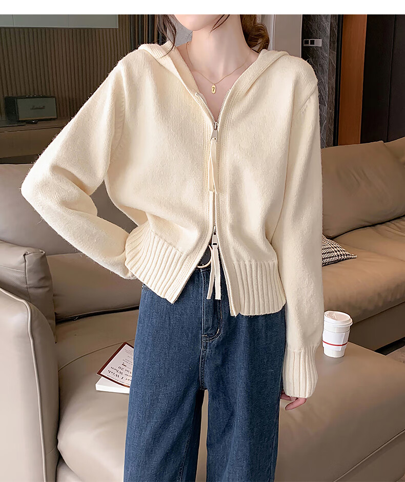 TonLion 2025 Autumn Winter Versatile Double-Head Zipper Women's Hooded Cardigan 11