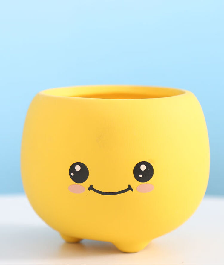 个性陶瓷卡通可爱萌表情多肉植物小花盆迷你组合套装肉肉盆栽艺联家