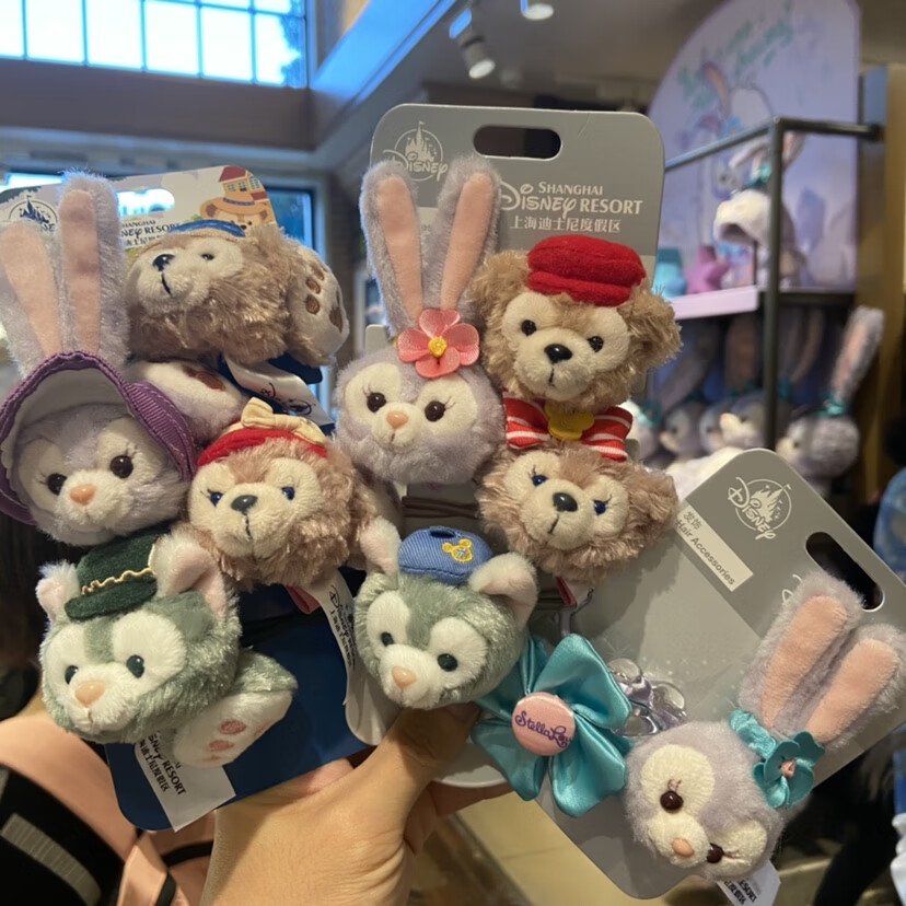 生日礼物上海迪士尼duffy毛绒发绳雪梨枚星黛露发饰托尼公仔发绳礼物