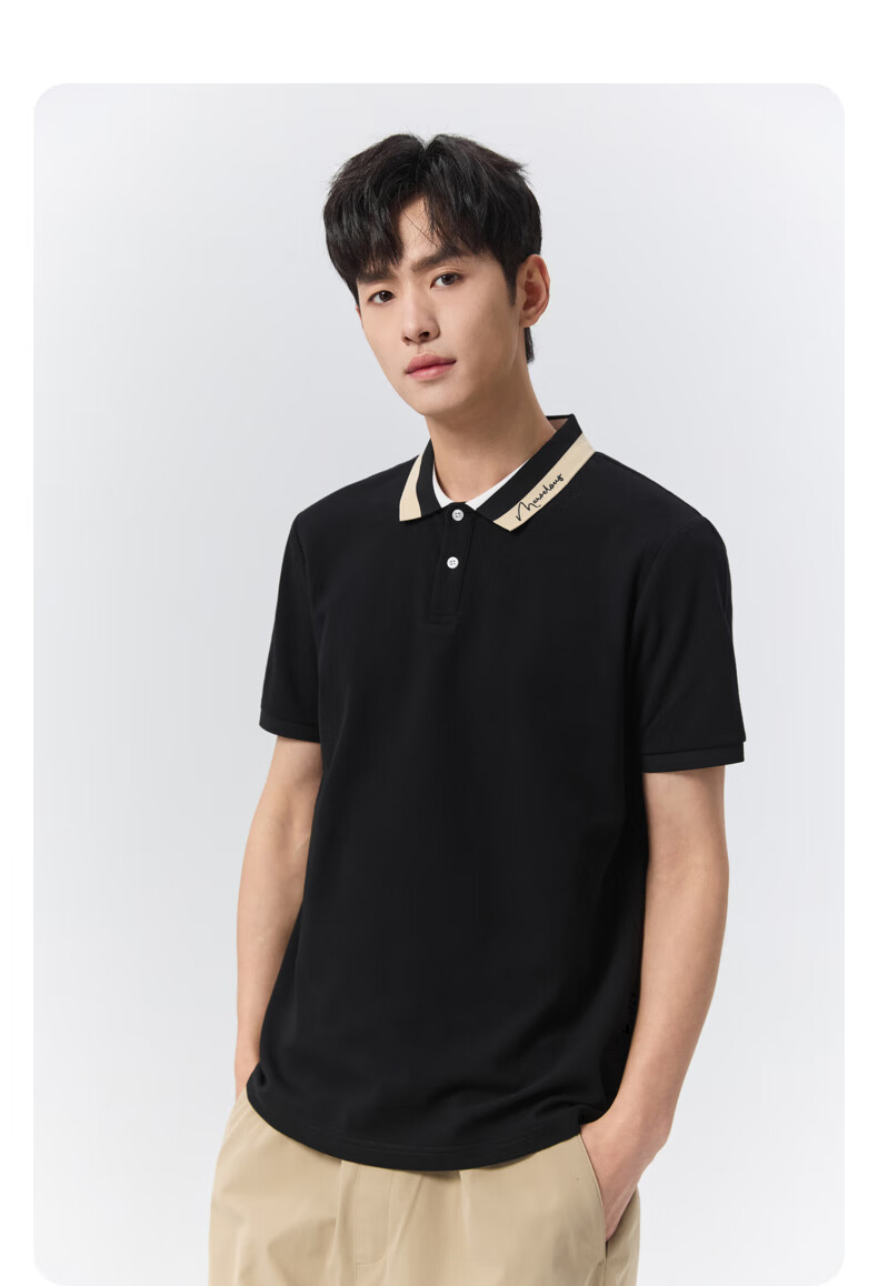 GXG Summer Men's Slim Fit Casual Simple Two-Tone Colorblock Comfortable Short Sleeve Polo Shirt 10