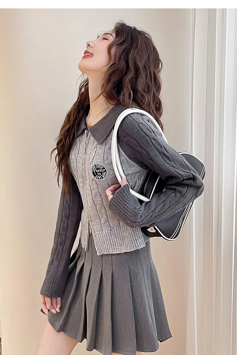 TonLion 2025 Autumn Winter Women's Casual Colorblock Cable Knit Zip Cardigan 5