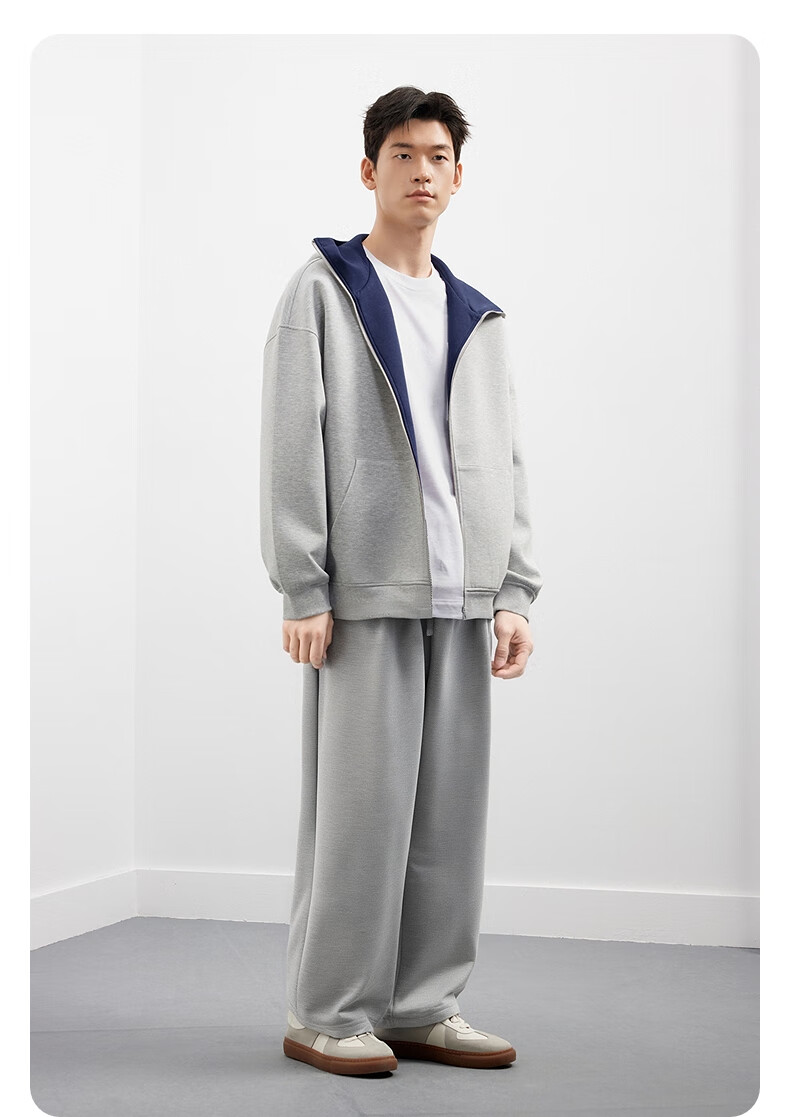 GXG Men's 25th Anniversary Autumn New Dual-Color Casual Open-Front Sweatshirt, Gray, Size 175/L 11