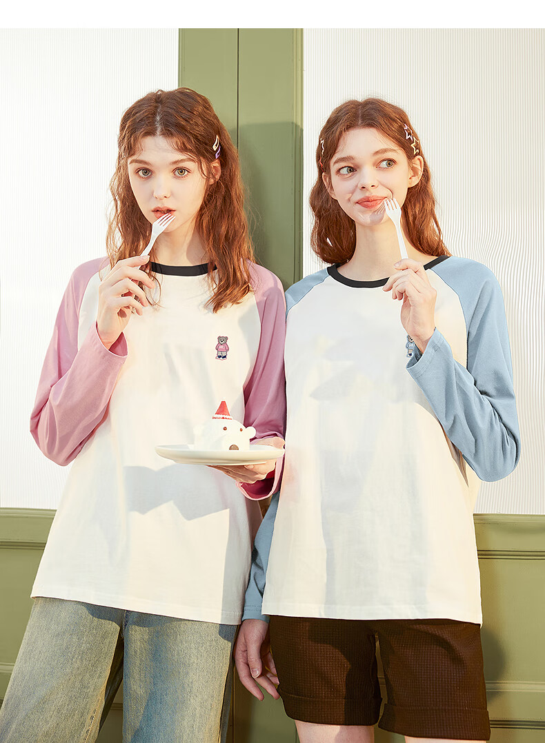 TonLion 2026 Autumn And Winter Long-Sleeve T-Shirt for Women, Round Neck, Raglan Sleeves, Left Chest Lettering, Suitable for Outer Wear 14