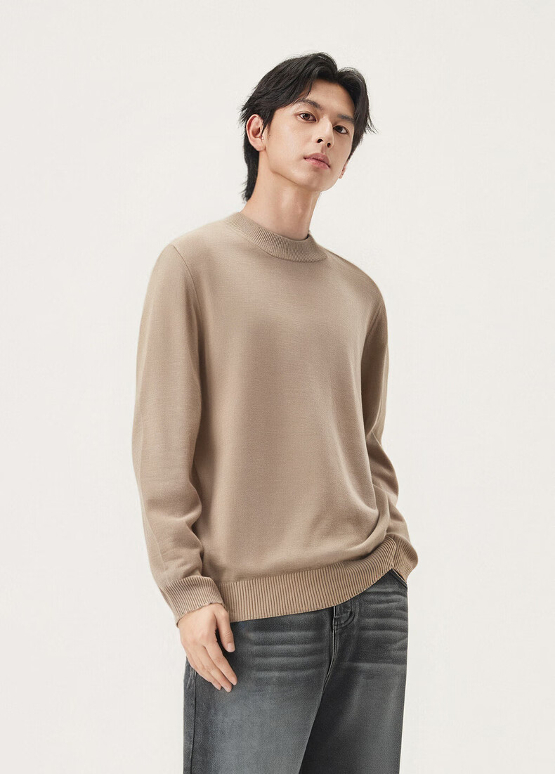Gxgjeans Men's Multicolor Wool Blend Half Turtleneck Knit Sweater Base Layer 2025 Winter New Black 185/XXL 5