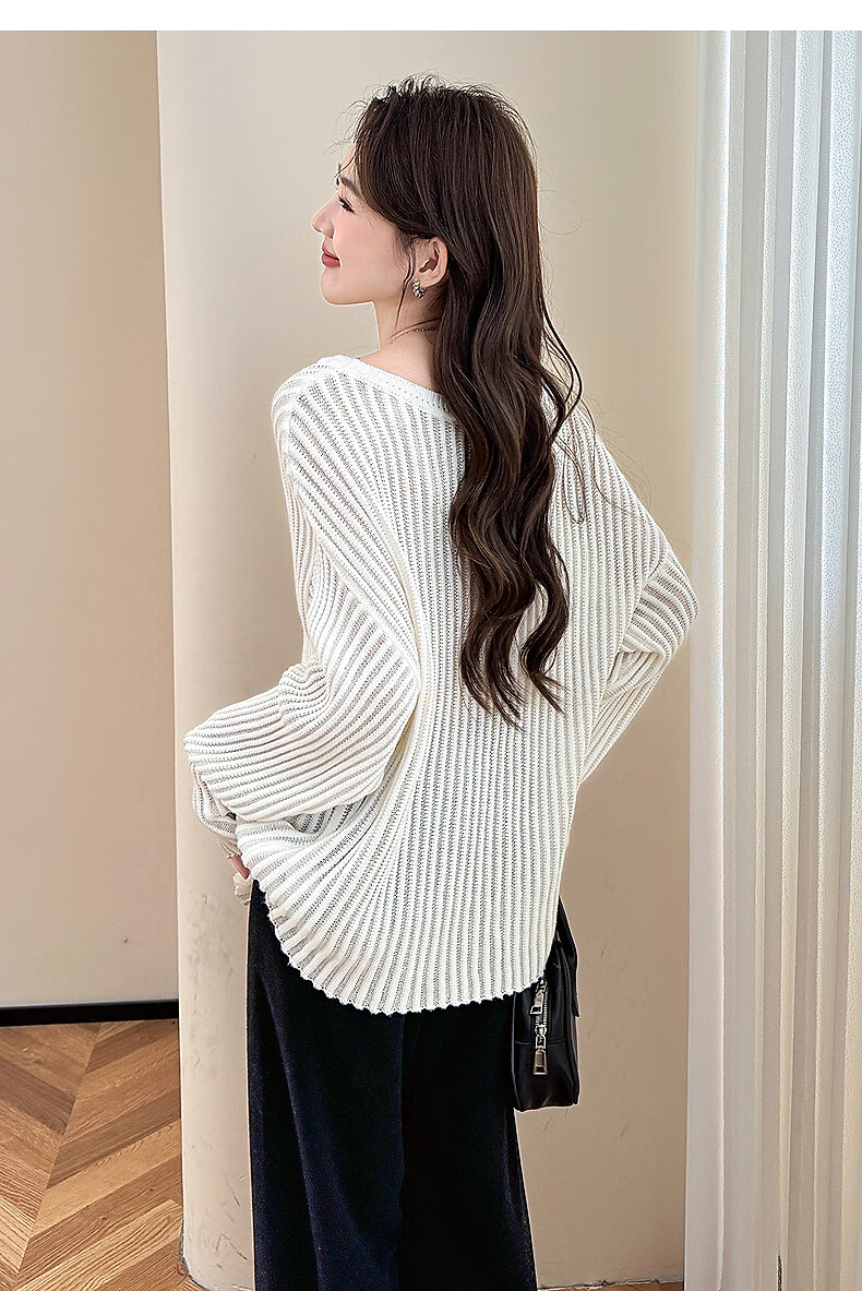 Langsha 2025 Autumn Women's Lazy Style Slim Textured Loose Pullover Sweater 7