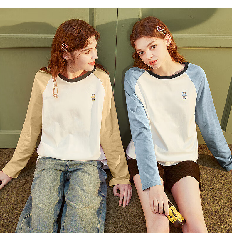 TonLion 2026 Autumn And Winter Long-Sleeve T-Shirt for Women, Round Neck, Raglan Sleeves, Left Chest Lettering, Suitable for Outer Wear 26