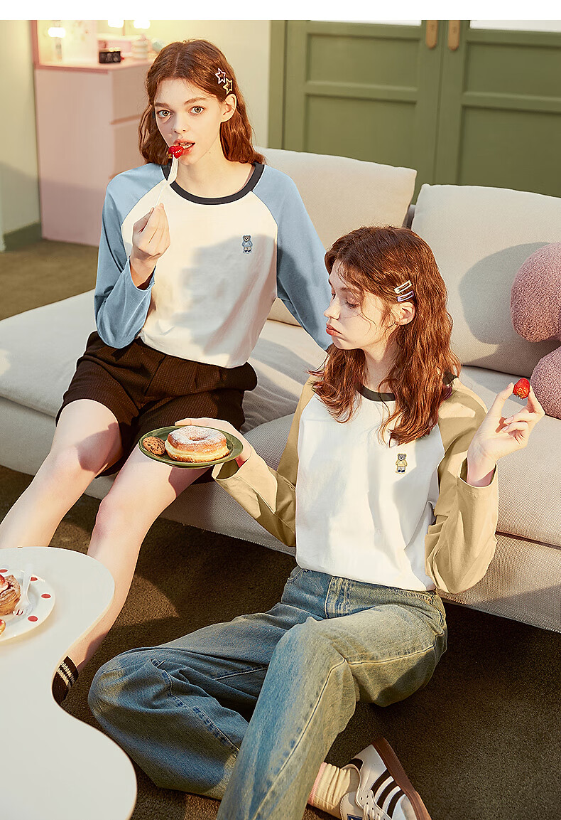 TonLion 2026 Autumn And Winter Long-Sleeve T-Shirt for Women, Round Neck, Raglan Sleeves, Left Chest Lettering, Suitable for Outer Wear 24
