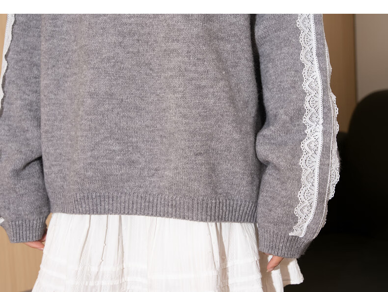 TonLion 2025 Autumn Winter Women's Crew Neck Color-Block Striped Front Text Knit Sweater 11