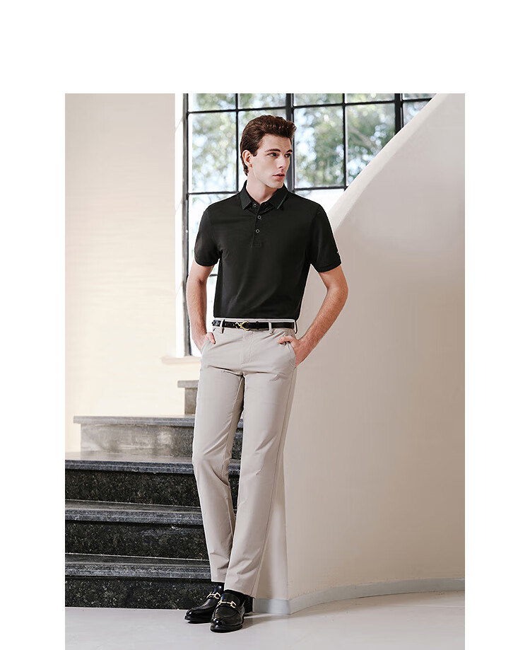 Youngor [Mulberry Silk + Cooling] Summer New Short Sleeve Polo Shirt Blue Green VSZS513123GCA 13