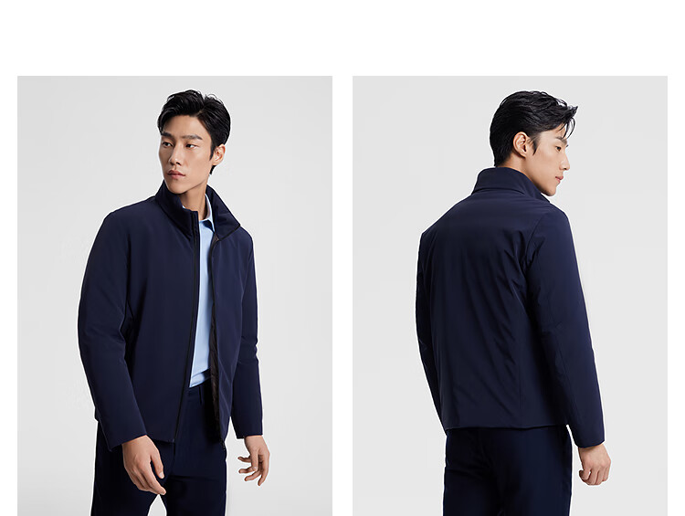YOUNGOR Men's Goose Down Winter New Business Stand Collar Short Cold-Resistant Jacket 439998 3