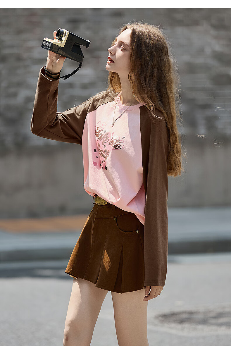 TonLion Autumn And Winter Women's Knitted Round Neck T-Shirt with Front Chest Star Pattern, Raglan Sleeve, High-End Look, Slimming Effect 16