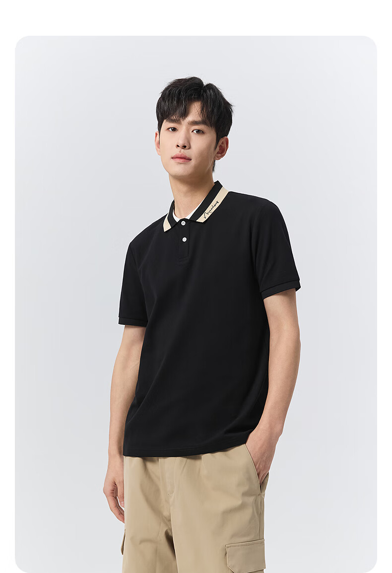 GXG Summer Men's Slim Fit Casual Simple Two-Tone Colorblock Comfortable Short Sleeve Polo Shirt 11