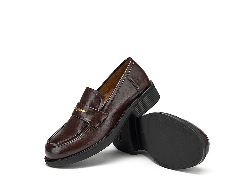 Hotwind Women's Chunky Heel Platform Loafers Spring Autumn New British Style Small Leather Shoes Height Increasing Versatile Casual Slip-On Shoes 7