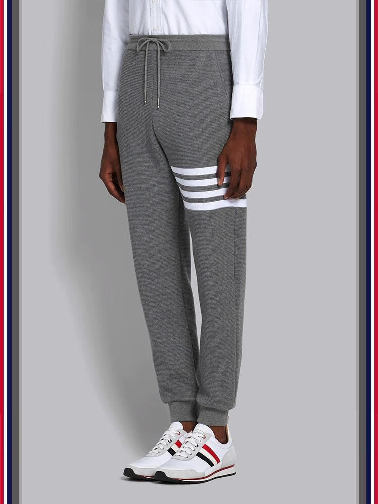 tb四道杠条纹朋克风束脚卫裤长裤子男女潮牌 白色 华夫格长裤 0码(s)