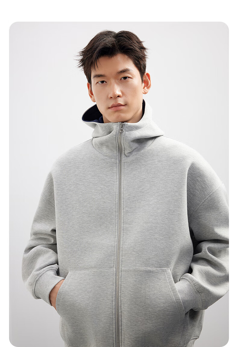 GXG Men's 25th Anniversary Autumn New Dual-Color Casual Open-Front Sweatshirt, Gray, Size 175/L 9