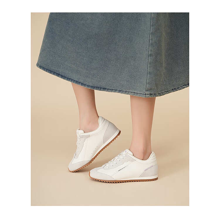 Le Saunda Meteor Dance Genuine Leather Casual Sports Height-Increasing Agan Training Shoes Women 19101 Cream White OWL 36 2