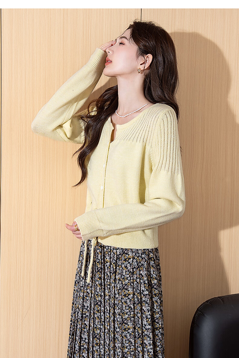 TonLion 2025 Autumn Winter Soft Style Waist Drawstring Women's Crew Neck Cardigan 5