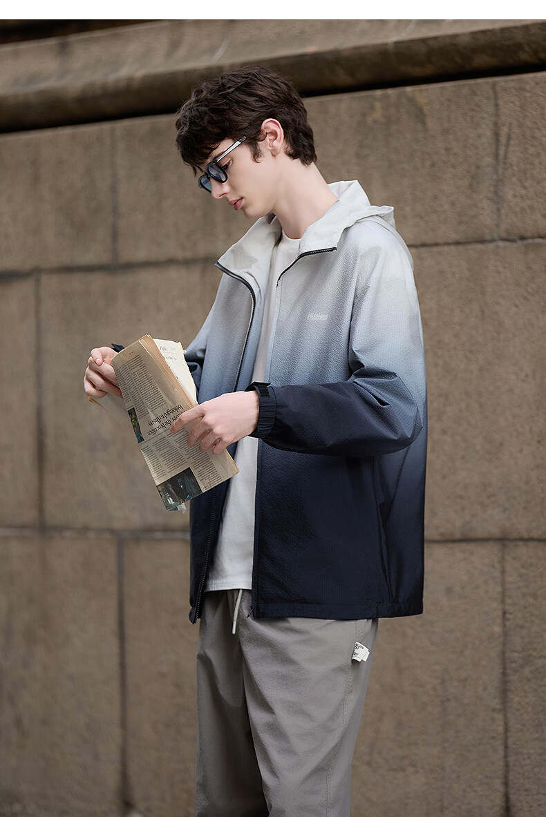 Tangshi 2025 Autumn Men's Hooded Gradient Short Jacket 7