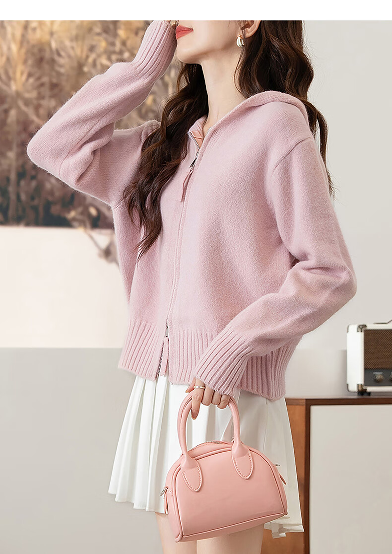 TonLion 2025 Autumn Winter Versatile Double-Head Zipper Women's Hooded Cardigan 3