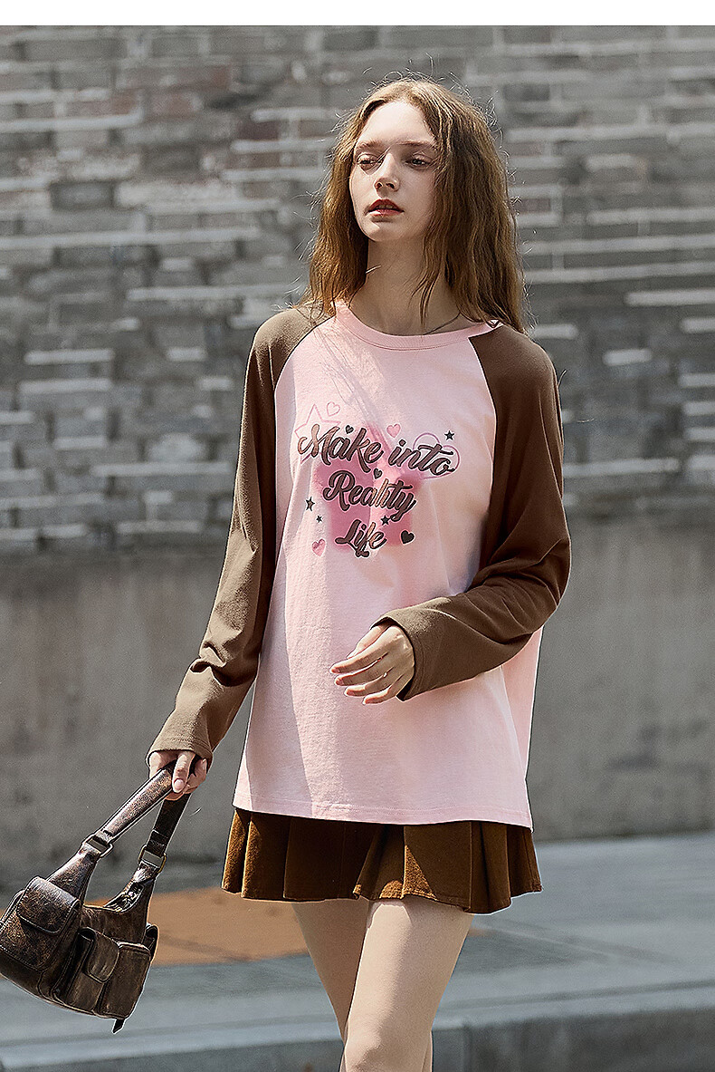 TonLion Autumn And Winter Women's Knitted Round Neck T-Shirt with Front Chest Star Pattern, Raglan Sleeve, High-End Look, Slimming Effect 18