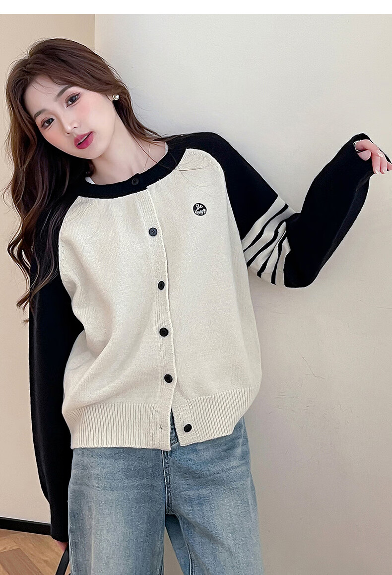 TonLion 2025 Autumn Winter Colorblock Raglan Sleeve Embroidered Women's Cardigan 6