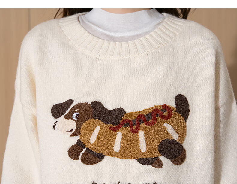 Tangshi 2025 Autumn Winter Women's Crew Neck Front Large Pattern Towel Embroidery Knit Sweater 11
