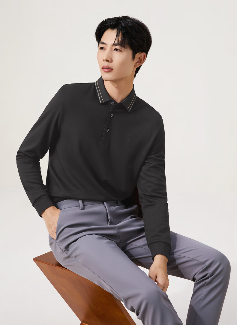 SEVEN Long Sleeve Polo Shirt Men Autumn Winter Warm Fleece Collar 5