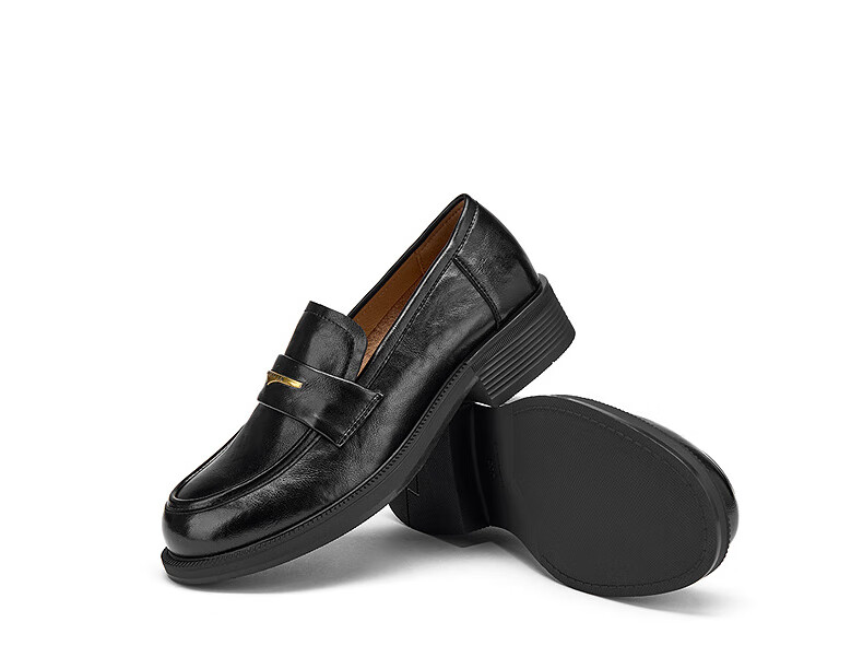 Hotwind Women's Chunky Heel Platform Loafers Spring Autumn New British Style Small Leather Shoes Height Increasing Versatile Casual Slip-On Shoes 5
