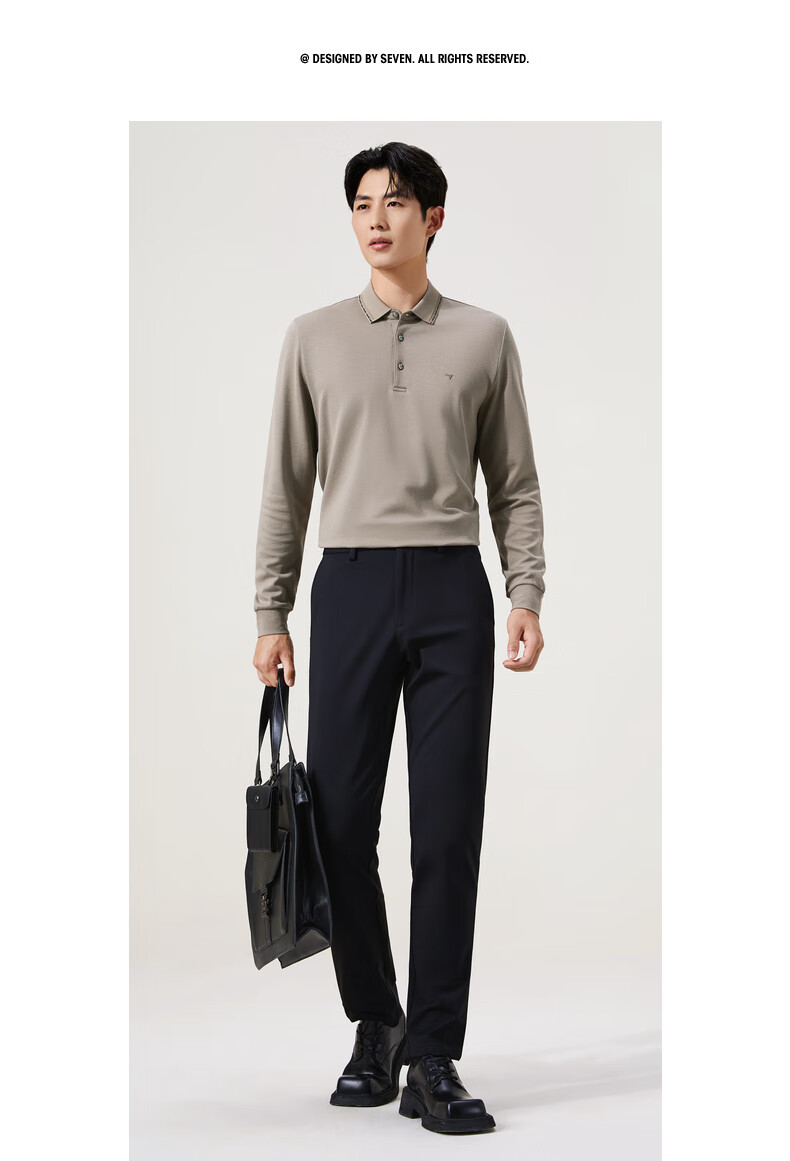SEVEN Long Sleeve Polo Shirt Men Autumn Winter Warm Fleece Collar 9